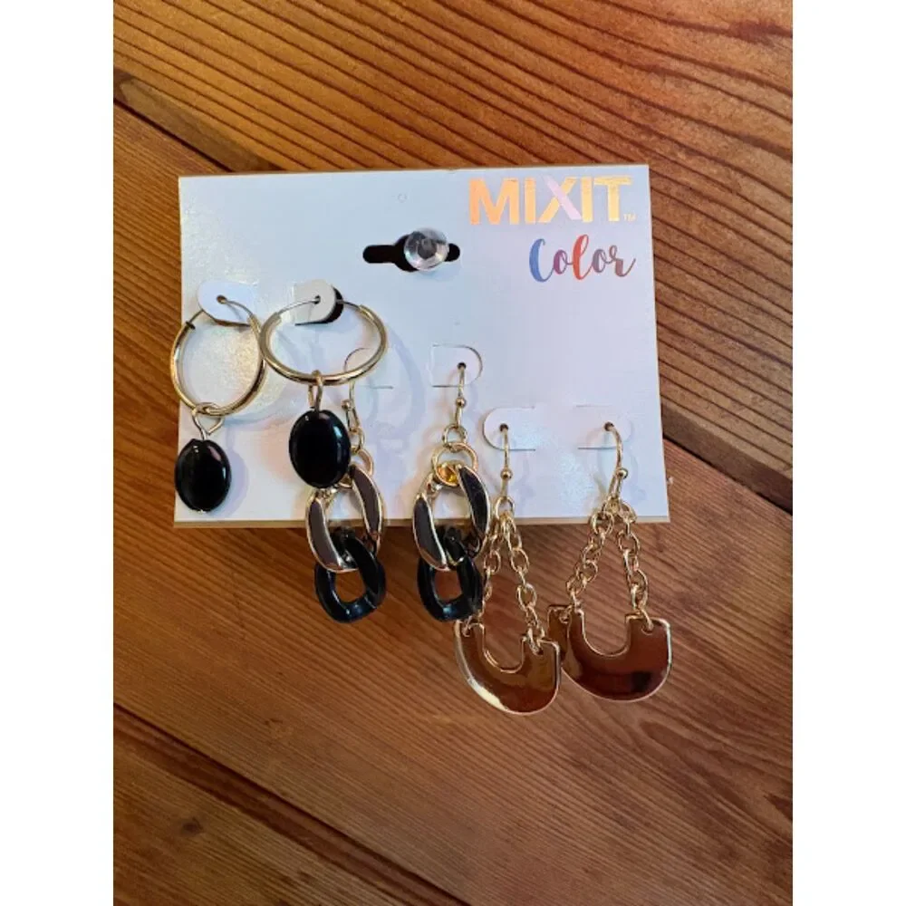 Mixit colors 3 pc earrings Hypoallergenic For sensitive ears